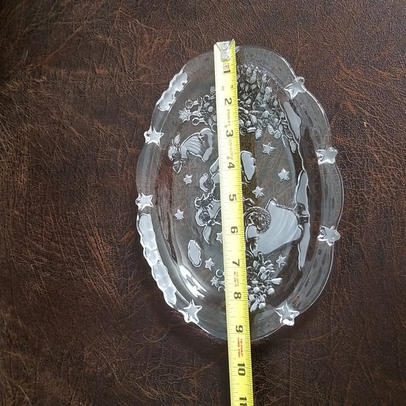 Vtg Mikasa Holiday Christmas Angel Crystal Candy Dish Serving Decorative Plate - Picture 2 of 8